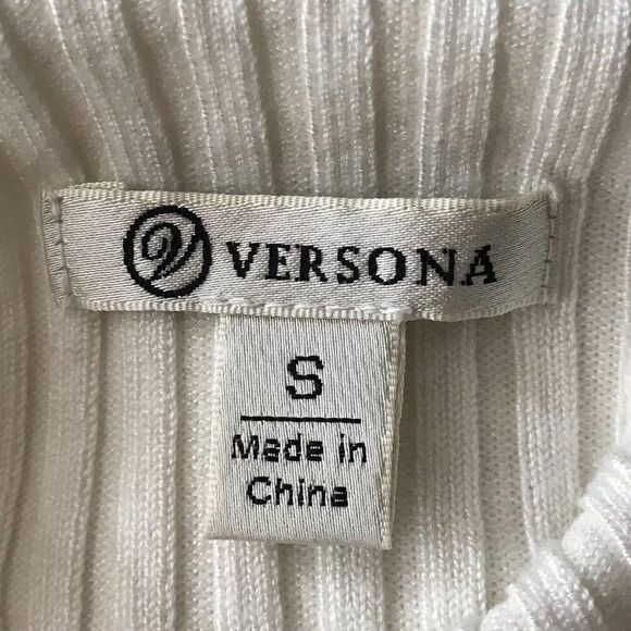 Vintage Y2K White Classy Coquette Mock Neck Ribbed Long Sleeve Top / S - Picture 6 of 7